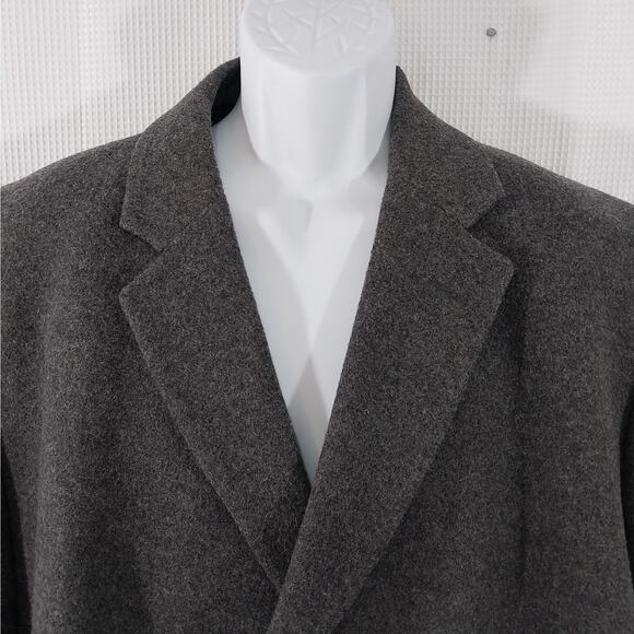 JOSEPH A. BANK! RICH DOVE GRAY 100% PURE WOOL CLASSIC OVERCOAT, TRENCH! SZ 50L - Picture 6 of 12